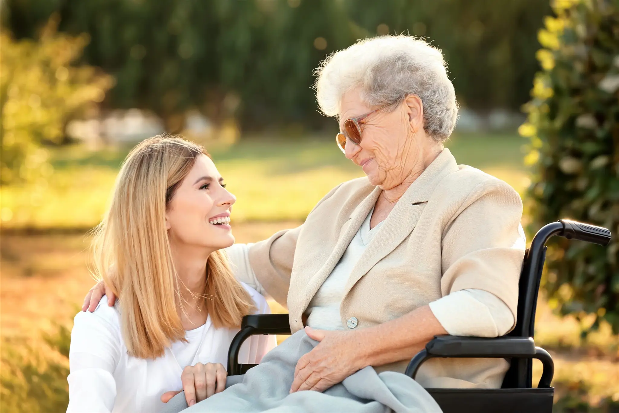 Support worker with an elderly client